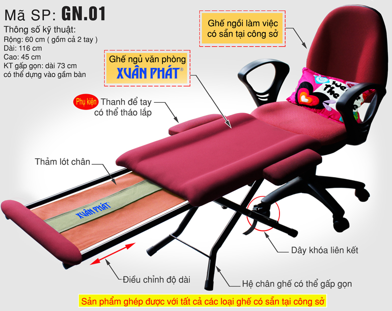 GN01 1 ghế ngủ văn phòng idep.vn